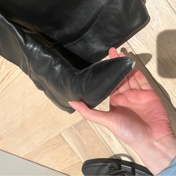 Khaite diego riding boots black leather made in Italy size 36.5 fits US 7 - Picture 7 of 9